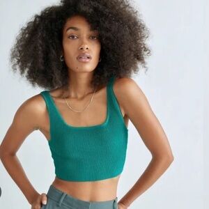 Babaton by Aritzia Sculpt Knit Squareneck Cropped Tank Green L